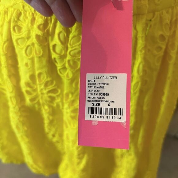 Lilly Pulitzer Yellow Leah Eyelet Bubble Skirt Size 6 NWT - Picture 5 of 5